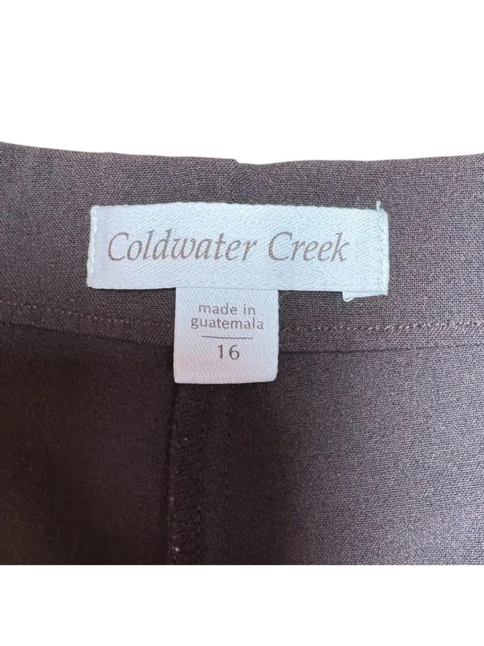 COLDWATER CREEK Stretch Poly Rayon Wide Leg Flat Front Trousers Dark Brown Sz 16 - Picture 5 of 11